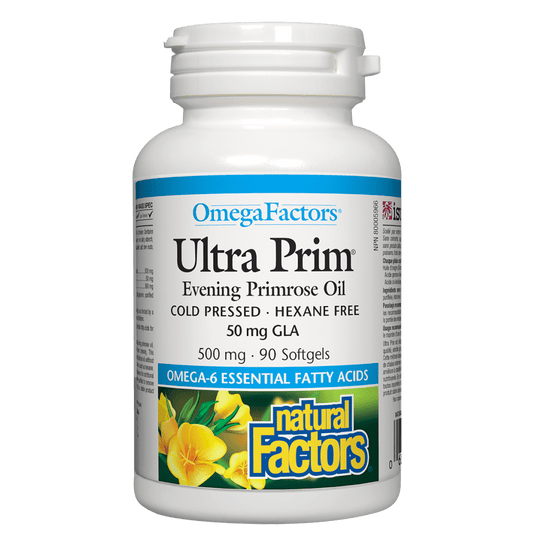 Natural Factors   Ultra Prim Evening Primrose Oil 500 mg, OmegaFactors®   90 sglssgls