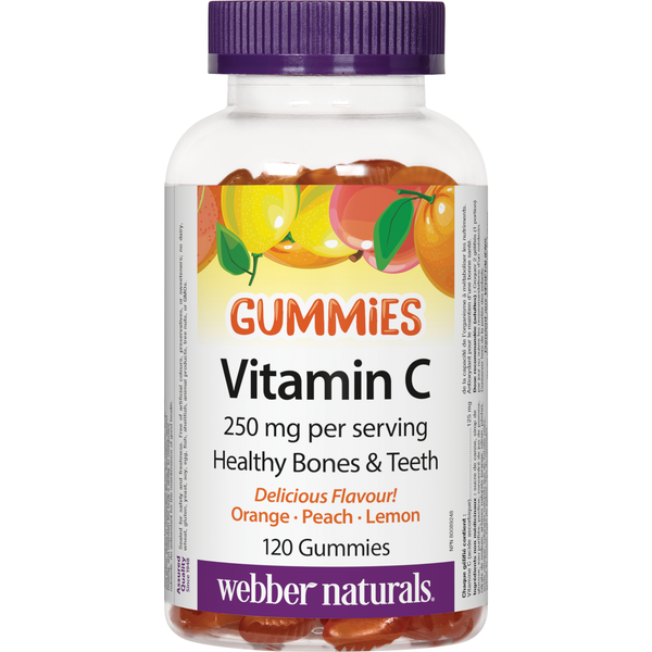 Webber Naturals - Vitamin C 250 mg Orange · Peach · Lemon - 120 Gummies