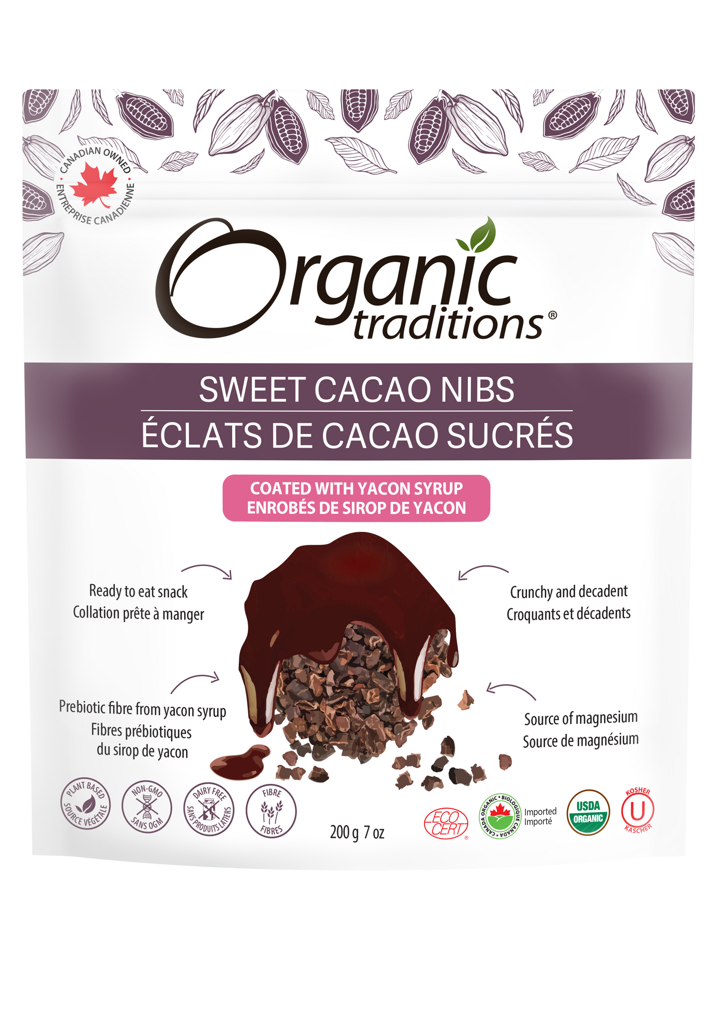 Organic Traditions - Sweet Cacao Nibs -Yacon - 200 g