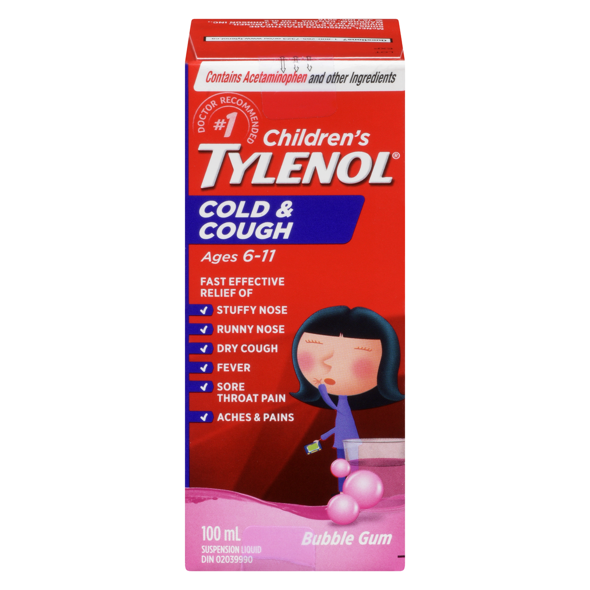 TYLENOL COLD DM SUSP BUBBLE GUM 100ML SUSPENSION