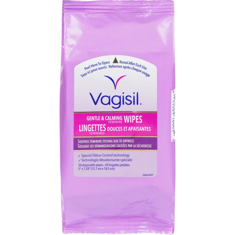 VAGISIL WIPES FEMININE 20 pack of 3