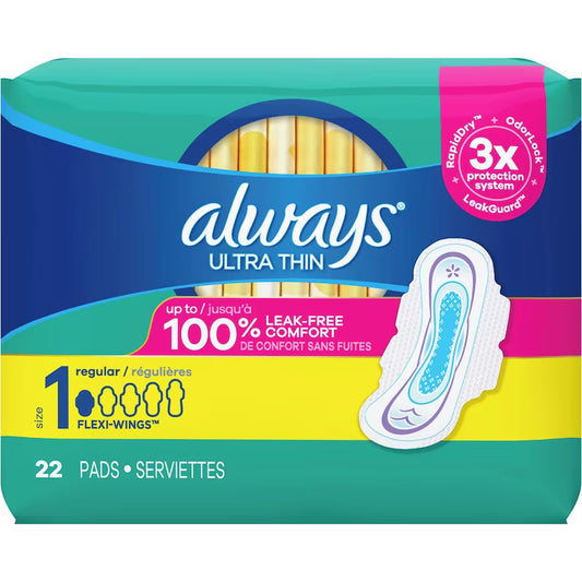ALWAYS ULTRA THIN SIZE-1 REGULAR 22 pack of 12