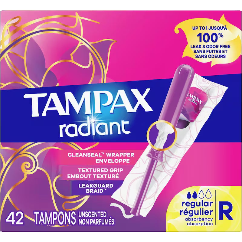 TAMPAX RADIANT TAMPONS REG UNSCENTED 42