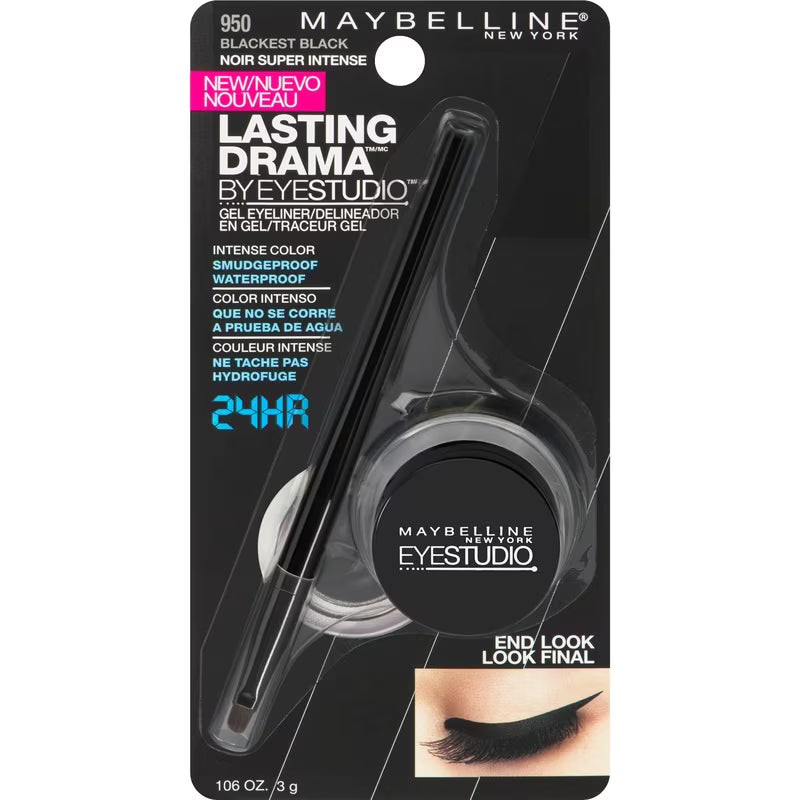 MAYBELLINE EYE STUDIO PRO GEL LINER BLACKEST BLK pack of 2
