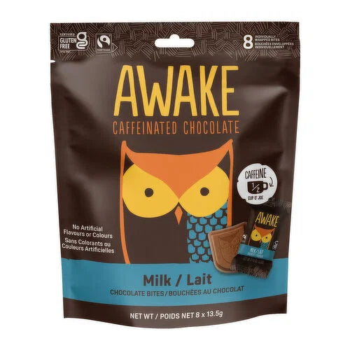 AWAKE Chocolate - Milk Chocolate - Pouch - 8 x 108g