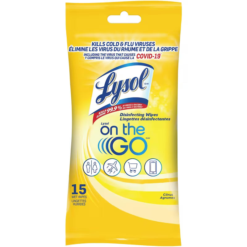 LYSOL ON THE GO DISINFECTING WIPES CITRUS 15 WIPE