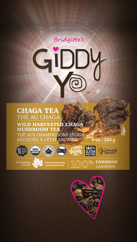 GIDDY-YO   Chaga Tea Cut - Canadian, Wild harvested, Organic   9 oz /255 g
