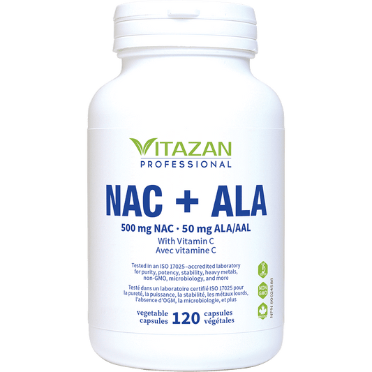 Vitazan    NAC + ALA (500 mg NAC · 50 mg ALA · With Vitamin C) 120 capsules