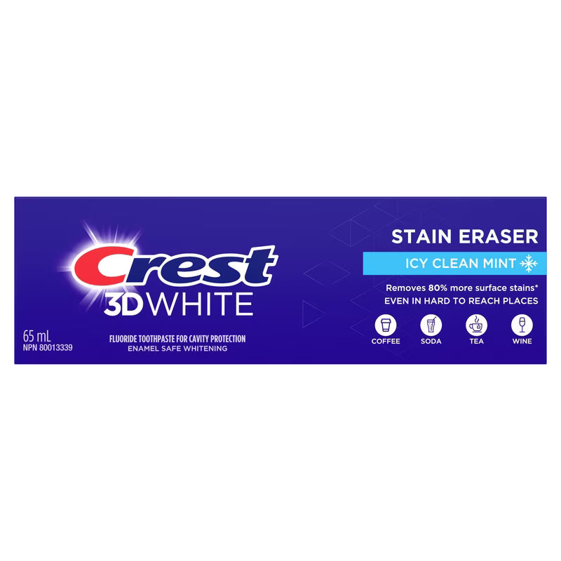CREST 3D WHITE T/P STAIN ERASER ICY CLEAN MNT 65ML TOOTHPASTE