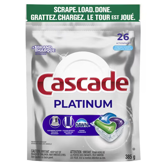CASCADE PLATINUM ACTION PACS FRESH SCENT 26 pack of 5