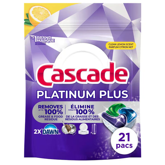 CASCADE PLATINUM PLUS ACTION PACS LEMON 21 pack of 5