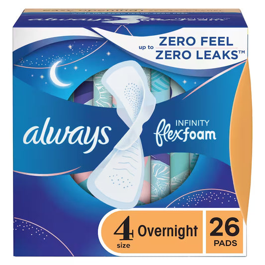 ALWAYS INFINITY OVERNIGHT UNSCENTED SIZE 4 26 pack of 6