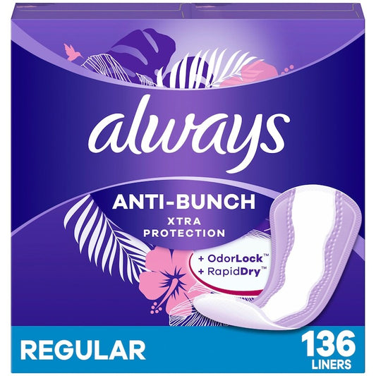 ALWAYS PANTY LINERS REG UNSCENTED 136 pack of 4