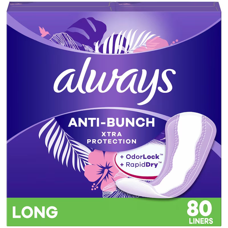 ALWAYS PANTY LINER LONG UNSCENTED 80