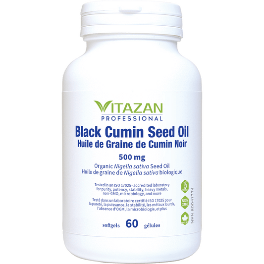 Vitazan    Black Cumin Seed Oil (500 mg · Organic Nigella sativa Seed Oil) 60 softgels