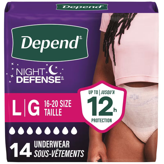 DEPEND UNDERWEAR INCONTINENCE WOMEN OVERNIGHT LG14 pack of 4