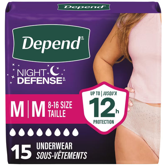 DEPEND UNDERWEAR INC WOMEN OVERNIGHT MD 15 pack of 4