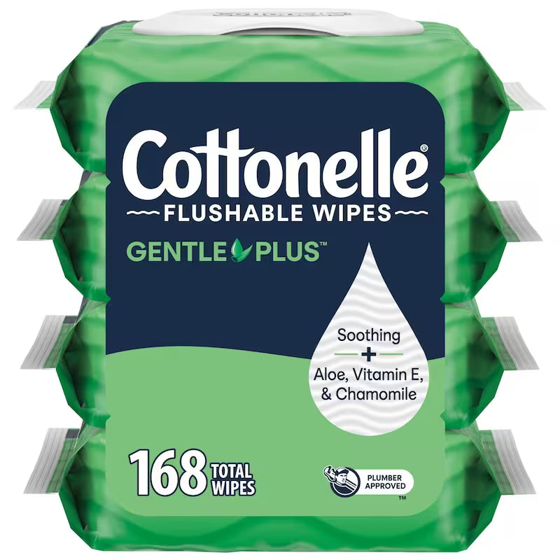 COTTONELLE GNTL PLUS WET WIPE FLSH ALOE&VIT E 4X42