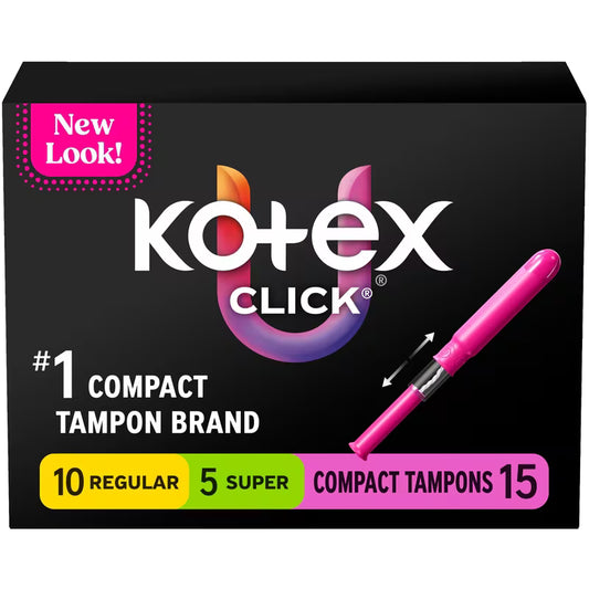 U BY KOTEX CL COMPACT TAMPON REG/SUP UNSCENTED 15 pack of 8