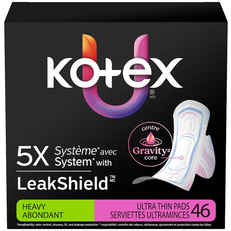 KOTEX PADS ULTRA THIN+WINGS HEAVY 46 pack of 3
