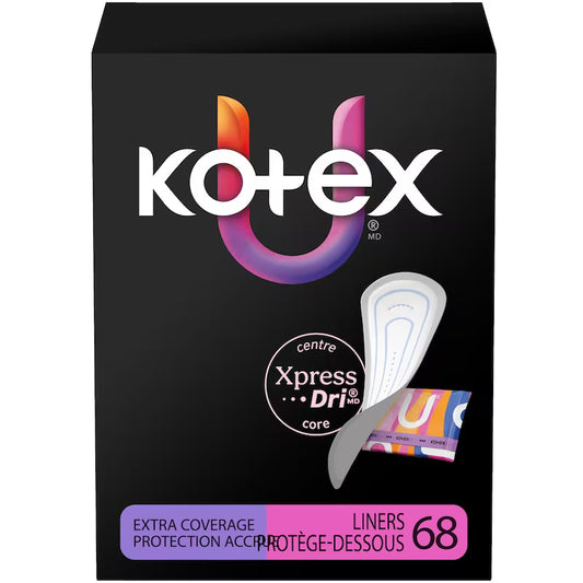 KOTEX LINERS EXTRA-COVERAGE 68 pack of 8