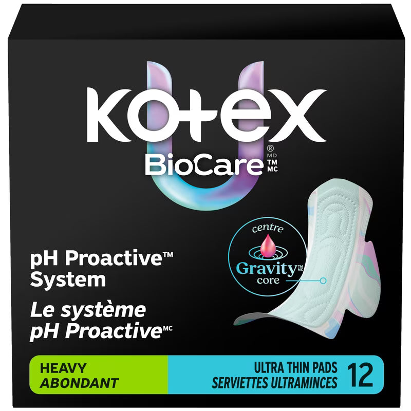 KOTEX PADS ULTRA THIN+WINGS HEAVY 12 pack of 6