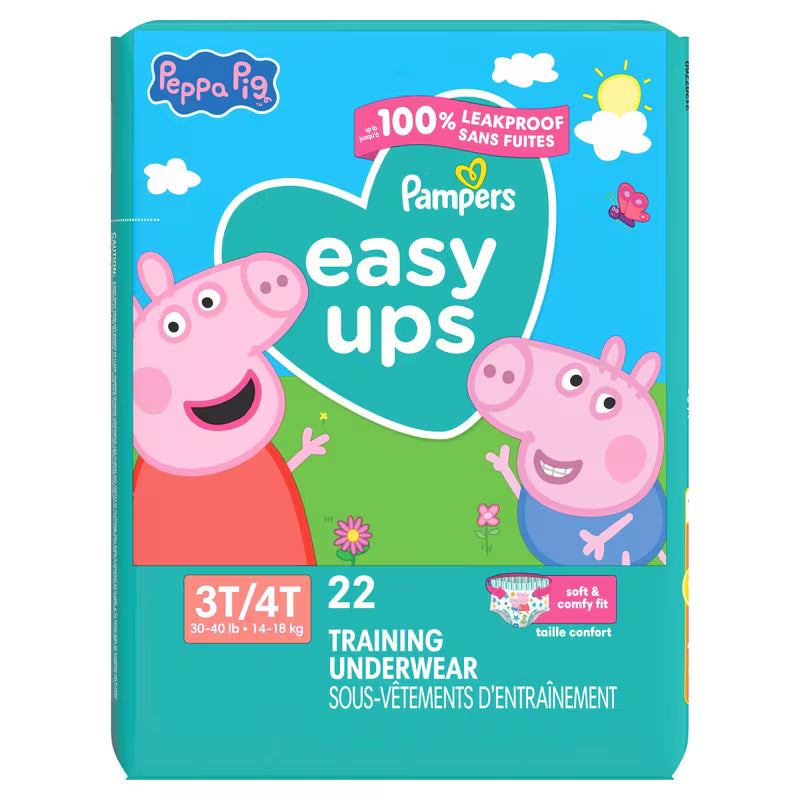 PAMPERS EASY UPS JB GIRL SIZE 3T-4T 22 pack of 4