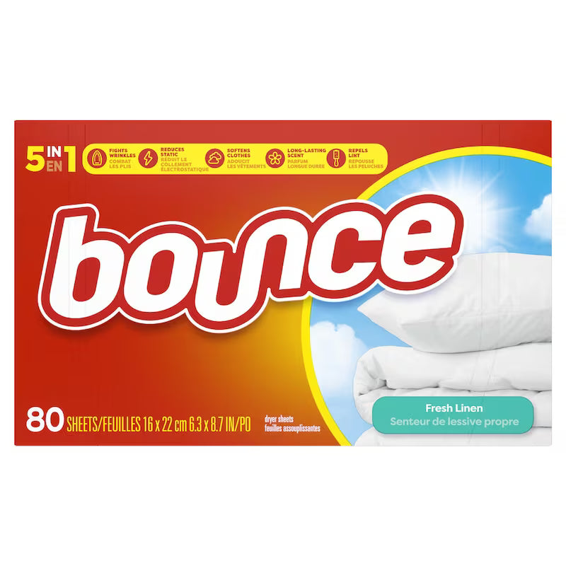 BOUNCE SHEETS FRESH LINEN 80 pack of 6