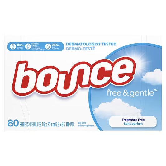 BOUNCE FABRIC SOFTENER FREE NATURE 80 pack of 9
