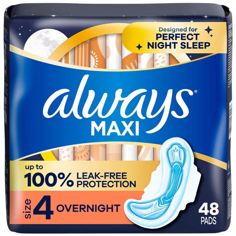 ALWAYS MAXI OVERNIGHT UNSCENTED SZ4 48 pack of 6