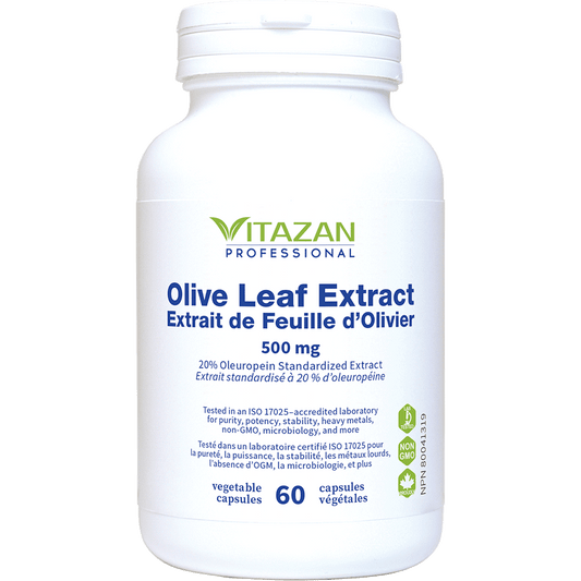 Vitazan    Olive Leaf Extract (500 mg · 20% Oleuropein Standardized Extract) 60 capsules