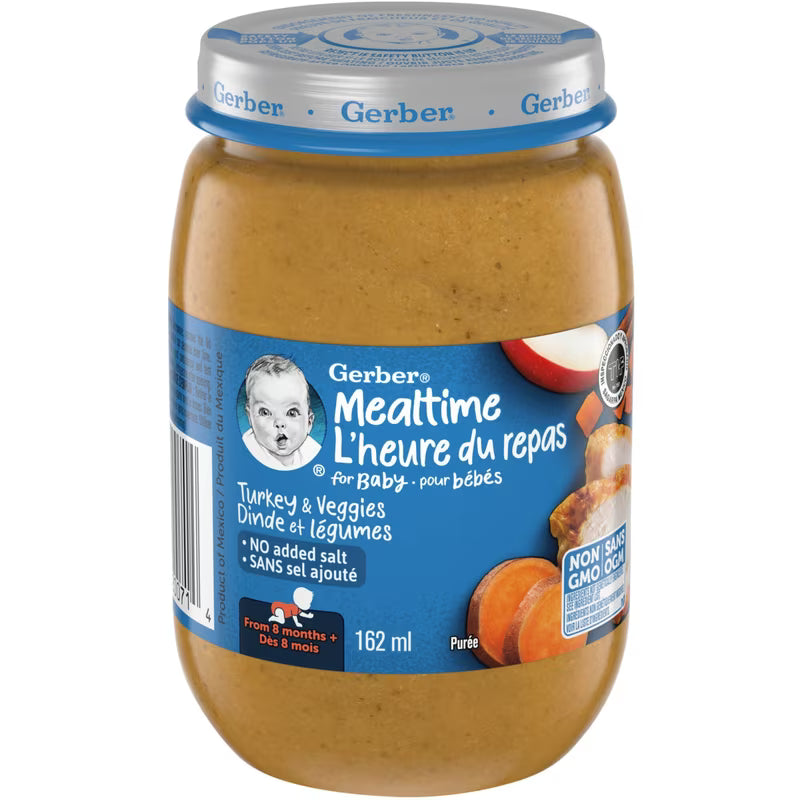 GERBER MEALTIME TURKEY & VEGGIES 162ML pack of 12