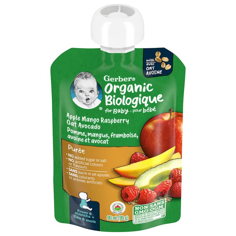 GERBER ORGANIC PEA/APP/MAN/RASP/AVOC OATES 99G pack of 12