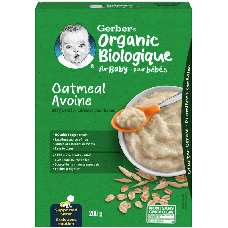 GERBER CEREAL ORGANIC OAT 208G pack of 6