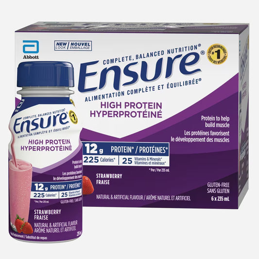 ENSURE HI PROTEIN STRAWBERRY 6X235ML LIQUID pack of 4