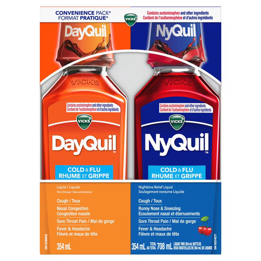 VICKS DAYQUIL/NYQUIL COLD & FLU CHY 354+354ML LIQUID