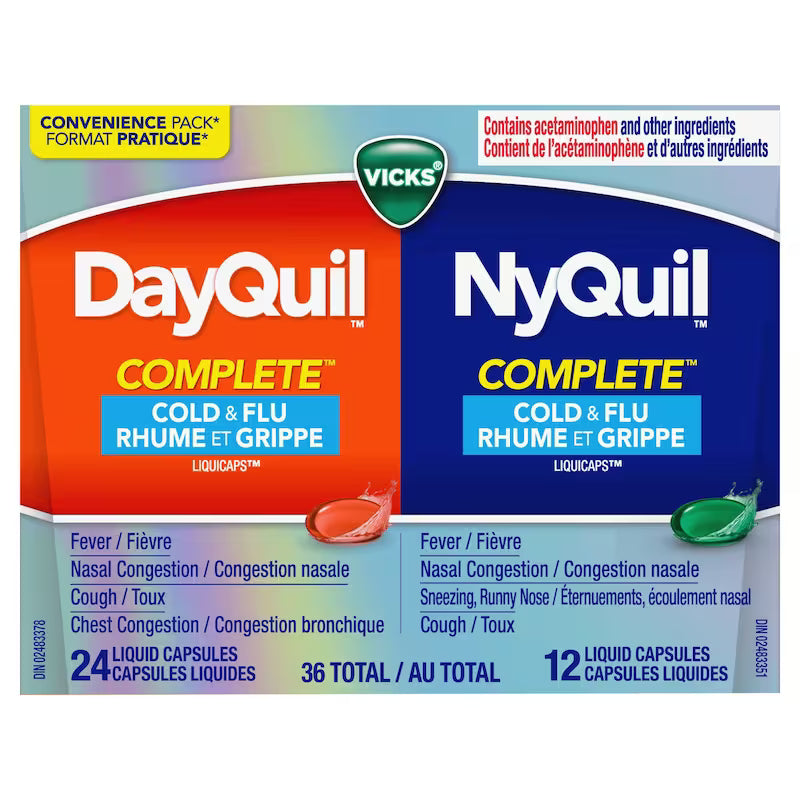 VICKS DAYQUIL NYQUIL COMPLETE COLD FLU 36 CAPSULE
