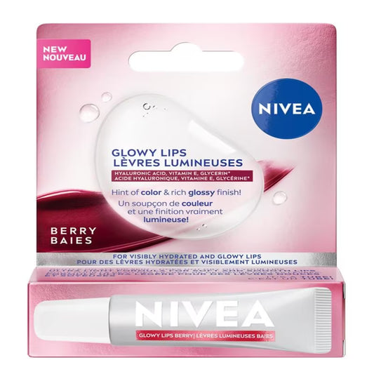 NIVEA GLOWY LIPS BERRY 10ML pack of 12