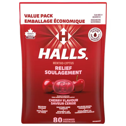 HALLS LOZ CHERRY FLAVOUR ECONOMY PK 80PC pack of 6