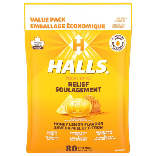 HALLS LOZ HONEY LEMON ECONOMY PK 80PC pack of 6