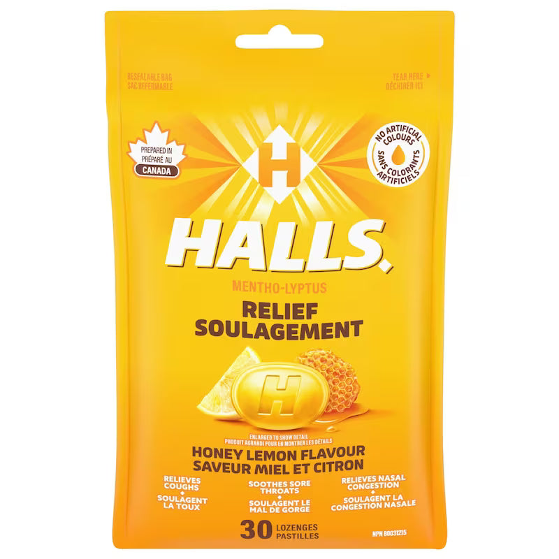 HALLS DRP BAG HONEY/LEMON 30PC LOZENGE pack of 12