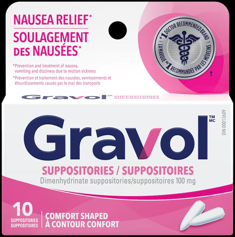 GRAVOL SUPP ADULT 100MG 10 SUPPOS.