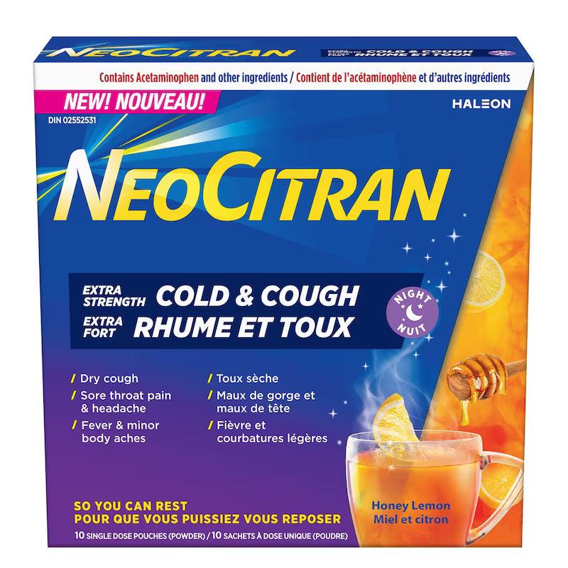 NEOCITRAN XST COLD&COUGH NIGHTTIME HONEY LEMON 10 POWDER PACKET
