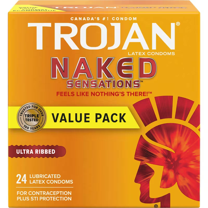 TROJAN NAKED SENSATIONS ULTRA RIBBED CONDOMS 24