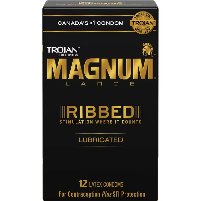 TROJAN CONDOM MAGNUM RIBBED 12