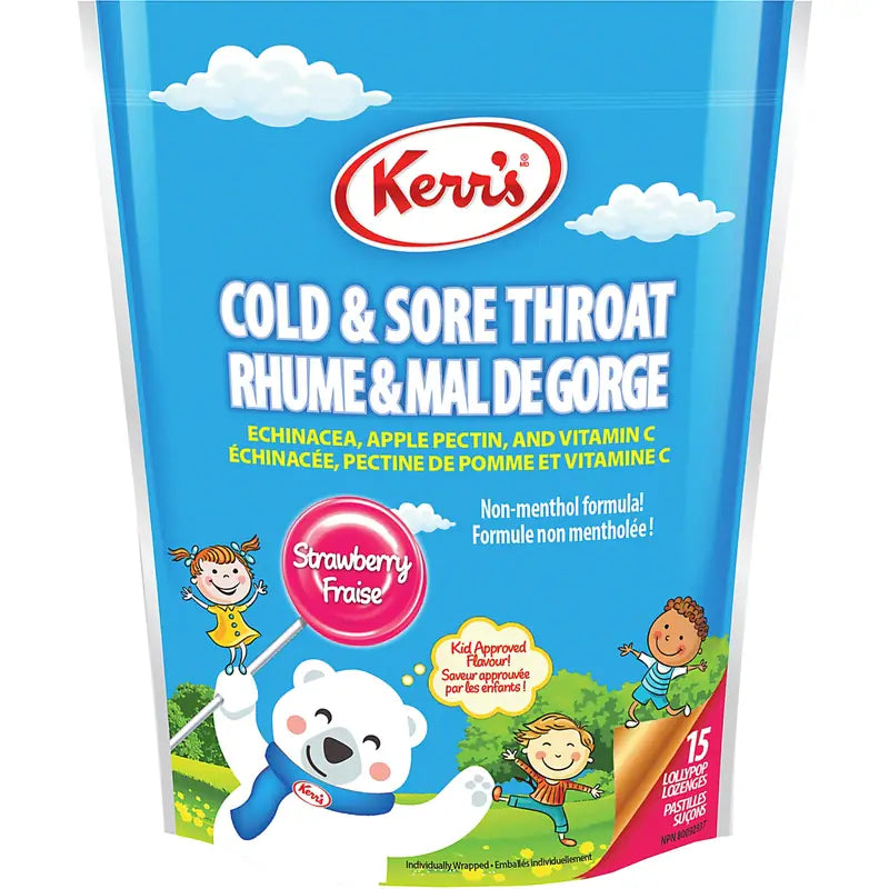 KERRS POPS COLD & SORE THROAT STRAWBERRY 15