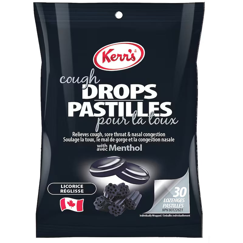 KERR'S COUGH DROPS BLACK LICORICE 30 LOZENGE pack of 12