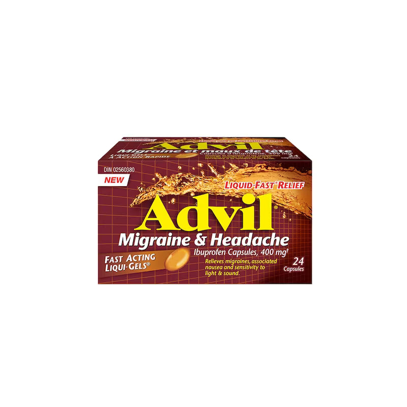 ADVIL MIGRAINE & HEADACHE CAPS 400MG 24 CAPSULE