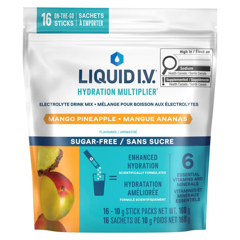 LIQUID IV ELECTROLYTE SUGAR FR MANGO PINEAPPLE 16 POWDER PACKET