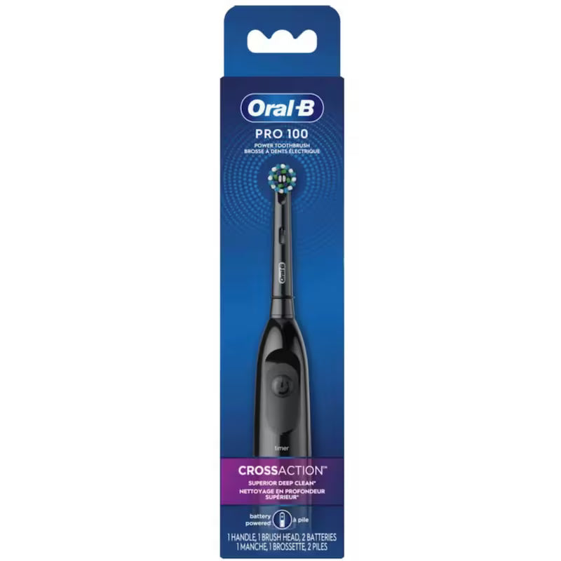 ORAL B PRO 100 CROSSACTION TOOTHBRUSH BATT BLACK